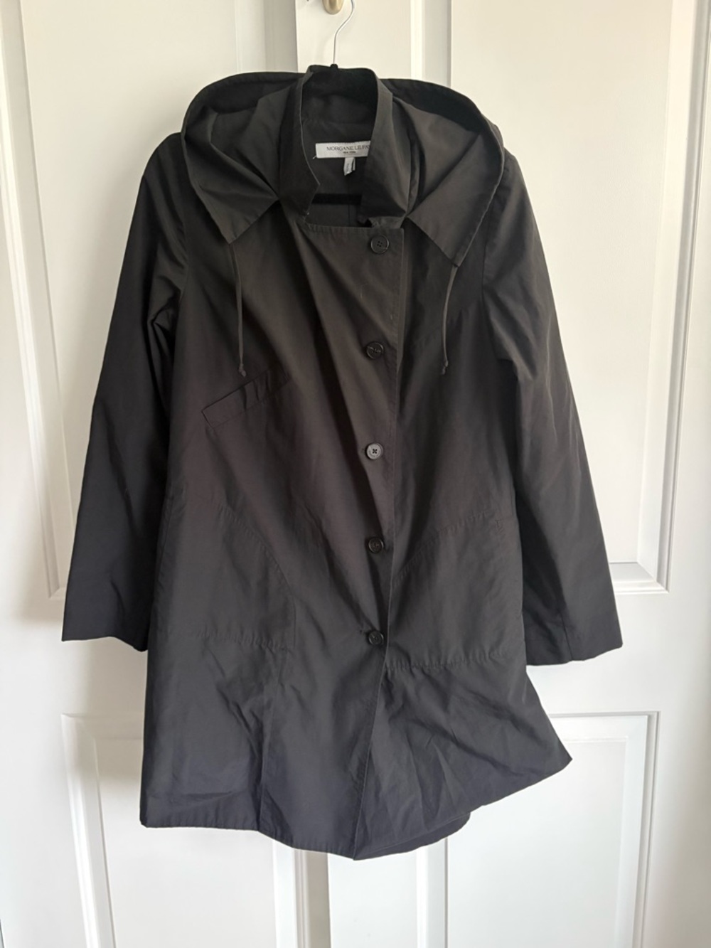 Morgane Le Fay Women’s Black Cotton Hooded Lightweight Jacket Asymmetrical